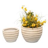 Set 2 Nested Ribbed Textured Planters 28cm, 21cm V637-91240PLN