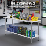 24 x 72 x 36 Inch Stainless Steel Work Table, Commercial Food Prep Worktable Heavy Duty Prep V952-CFBXGGZTLCWJWN757V0