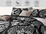 Black Damask Boho Charm Bedspread Coverlet 3 Piece Set V745-AC080424Q13U