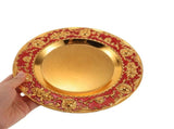 Red Round Metal Serving Tray European Style for Home Decor, Multi-Functional Fruit and Plate V1369-AZ3-W-13394
