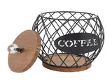 Coffee Capsule Holder Fruit Shaped Stylish Coffee Pod Storage with Wooden Base Lid Home Decor Black V1294-YM0901-3118240263312