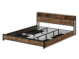 Levede King Bed Frame Industrial Storage LED Charing BF1063-K