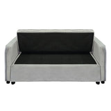 Sarantino Quincy 2-Seater Velvet Sofa Bed in Light Grey with Wooden Frame & Tufted Design SOFA-7006-VEL-LGY