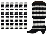 24x Womens Leg Warmers Disco Winter Knit Dance Party Crochet Legging Socks Costume - Black/White V563-BR-24LEGWARMS-BLKWHTSTR