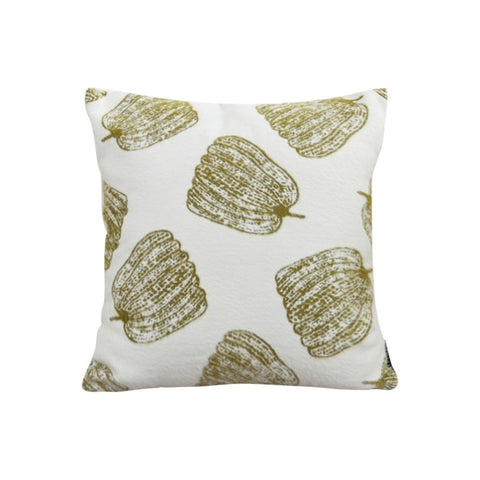 SOGA 50cm Throw Pillow White with Olive Green Autumn Harvest Pumpkin Print Home Decor FRENCHCUSHION329