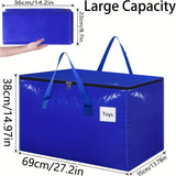 Blue White large capacity bin, home organisation, toy, clothes, durable V1347-127-WHI-65382