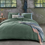 Bedding House Organic Cotton Basic Green Quilt Cover Set King V442-HIN-QUILTCS-ORGANICCOTTON-GREEN-KI