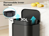 Cefito 30L Pedal Rubbish Bin Kitchen Trash Garbage Waste Can Soft Close Black RB-30L-1C-BK
