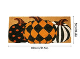 Fall Pumpkin Front Door Mat, Imitation Coir Texture NonSlip Entryway Rug, Plaid Stripe Dot Pumpkin V1366-AZ2-W-24770