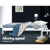 Artiss Bed Frame Queen Size Wooden White JADE WBED-C-040Q-N-153-AB