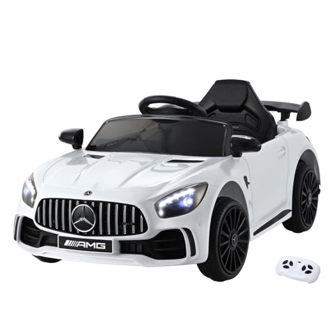 Kids Electric Ride On Car Mercedes-Benz AMG GTR Licensed Toy Cars Remote White RCAR-AMGGTR-S-WH