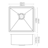 Cefito Kitchen Sink 44X44CM Stainless Steel Basin Single Bowl Black SINK-BLACK-4444