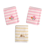 Living Home for Baby Girls Flowers and Bear Pack of 3 Embroidered Polar fleece Stripe Cot Blankets V442-STT-BLANKET-PACKOF3FLOWERSBABY-PINK-CT