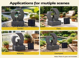 Gardeon Solar Fountain 5 Levels Cascading Water Feature Resin 50cm Black FOUNT-MUSHROOM-3LVL-BK