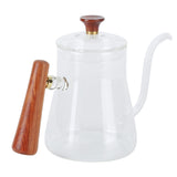 Coffee Kettle Pour Over High Borosilicate Glass Heat Resistant Round Wood Insulated Handle Gooseneck V1294-YM0714-3118210220112