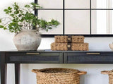 Decorative Box with Lid, Wicker Storage Basket, Water Hyacinth Woven Decorative Box for Shelf,Coffee V1366-AZ2-W-14637
