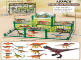 DIY Jurassic Theme Park Building Set for Kids, Creative Dinosaur Arena Toy with Realistic Dinosaurs V1341-ZY-43VALZ7M-137PCS-GREEN