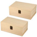 2-Pack Unfinished Wooden Box Hinged Lid & Clasp, Blank DIY Surface, Ideal for Rings, Necklaces & V1369-AZ3-W-12055
