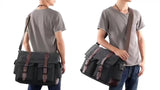 Black Men'S Canvas Messenger Bag Durable Work Bag Laptop Shoulder Bag Australian V1347-127-71481