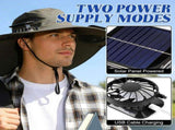 Solar Powered Fan Sun Hat with Dual Built In Fans, Wide Brim Hands Free Hat for Fishing, Beach, V1189-LC-AMZ-00139