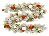 Christabelle 2.74m Snowy Elegance Christmas Garland Pre Lit Warm White LED Red Baubles Berries 112_SENSE274