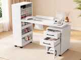 Artiss Manicure Table Nail Desk with Built-in Dust Collector Beauty Salon Station Drawers Shelves FUR-AD-MANICURE-6MOD-WH-AB