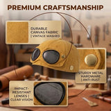 Aviator Style Baseball Cap with Integrated Goggles,Retro Pilot Style Hats Canvas Baseball Cap with V1107-922-93509-BEG