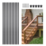 Staircase Balusters 101 Pack, 32 In Aluminum Stair Balusters, 3/4 In Water-Proof Round Metal Spindle V952-YXKLGZL101G3XT56SV0