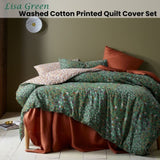 Accessorize Lisa Green Washed Cotton Printed Quilt Cover Set Queen V442-HIN-QUILTCS-LISA-GREEN-QS