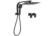 WELS Matt Black 10" Rain Shower Head 3 Mode Handheld Gooseneck Arm Diverter 2in1 Set Taps V1233-HS002M4CBSS1001BA702BCPF0272BK