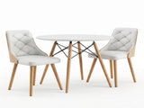 Artiss Table and Chairs Set 3PCS 90cm 2 Seater Round Set for Kitchen, Apartment, DSET-TAB90-2004-WHX2