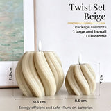 2-Pack Beige Twist Flameless LED Candles, Real Wax with Flickering Flame and Timer V1188-MS-731-017