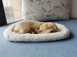 Realistic Sleeping Dog Toy Breathing Dog Stuffed Animal Doll with Mat Plush Toys for Children Home V1294-YM0714-10332429