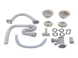 Kitchen Sink Drainer Pipe Stainless Steel S Bent with Double Drains Sewer Pipe Set for Bathroom Home V1294-YM0512-3112220081811