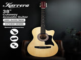 Karrera 38in Cutaway Acoustic Guitar with Carry Bag - Natural CC38-NAT