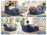 Artiss Bean Bag Chair Cover with Filler Soft Corduroy DIY Stuffed Animal Storage Bean Bag for BD-LOUNGE-S-BL-5FILLER