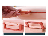 Medicine Box Pill Storage Case Sewing Tin Container PP 2 Layer Portable for Home Office Pink V1294-YM0716-3117220102412