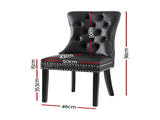 1 Set of 2 Artiss Dining Chairs Black Leather UPHO-C-DIN-1061-BKX2