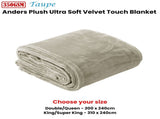 In 2 Linen 350GSM Plush Ultra Soft Velvet Touch Blanket Taupe Double/Queen V442-ATX-BLANKET-PLUSHVELVET-TAUPE-DS
