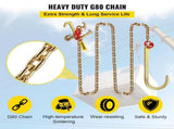 J Hook Chain, 2PCS 8 mm x 300 cm G80 Long Shank J Hook Tow Chain with RTJ Cluster Hook & Grab Hook, V952-SZGLRTJ51610FT001V0