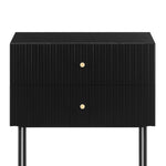 Sarantino Arden Fluted 2-Drawer Bedside Table Night Stand - Black TBL-17F-2TZ-BK