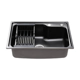 Cefito Kitchen Sink 61X43CM Stainless Steel Basin Single Bowl Black Drain Basket SINK-R10-6143T-BK