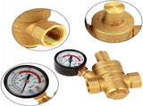 Adjustable Water Pressure Regulator Reducer With Dn15 Brass Measuring Meter V1188-MS-227-2313