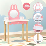 1 Set of Keezi Kids Dressing Table Wooden Bunny Pink FURNI-C-RABBIT-PK