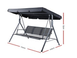 Gardeon Outdoor Swing Chair Garden Bench Furniture Canopy 3 Seater Mesh Black GSC-BST-LD2A-BK