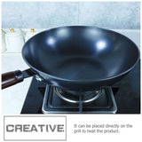 1Pc Cooking Pan Iron Pot with Handle Black Nonstick Wok for Household Use V1192-AZ-W-29201