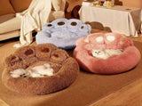 Cute Round Calming Dog Bed of Paw Shape, Pet Plush Dog Bed for Medium Small Breed Dog, Soft, Comfy V1366-AZ2-W-27330