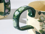 2X High-Fired Ceramic Porcelain Mug Set with Lid 400ml Vintage Floral Tea Spoon GREEN V274-HA-LA-P0024826-MUT