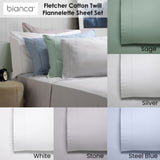 Bianca Fletcher Flannelette Cotton Sheet Set Steel Blue Single V442-BCA-SHEETS-FLETCHER-STEELBLUE-SB