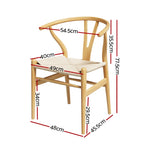 Artiss Dining Chair Wooden Rattan Seat Wishbone Back MO-DIN-B-01-RAT-WD